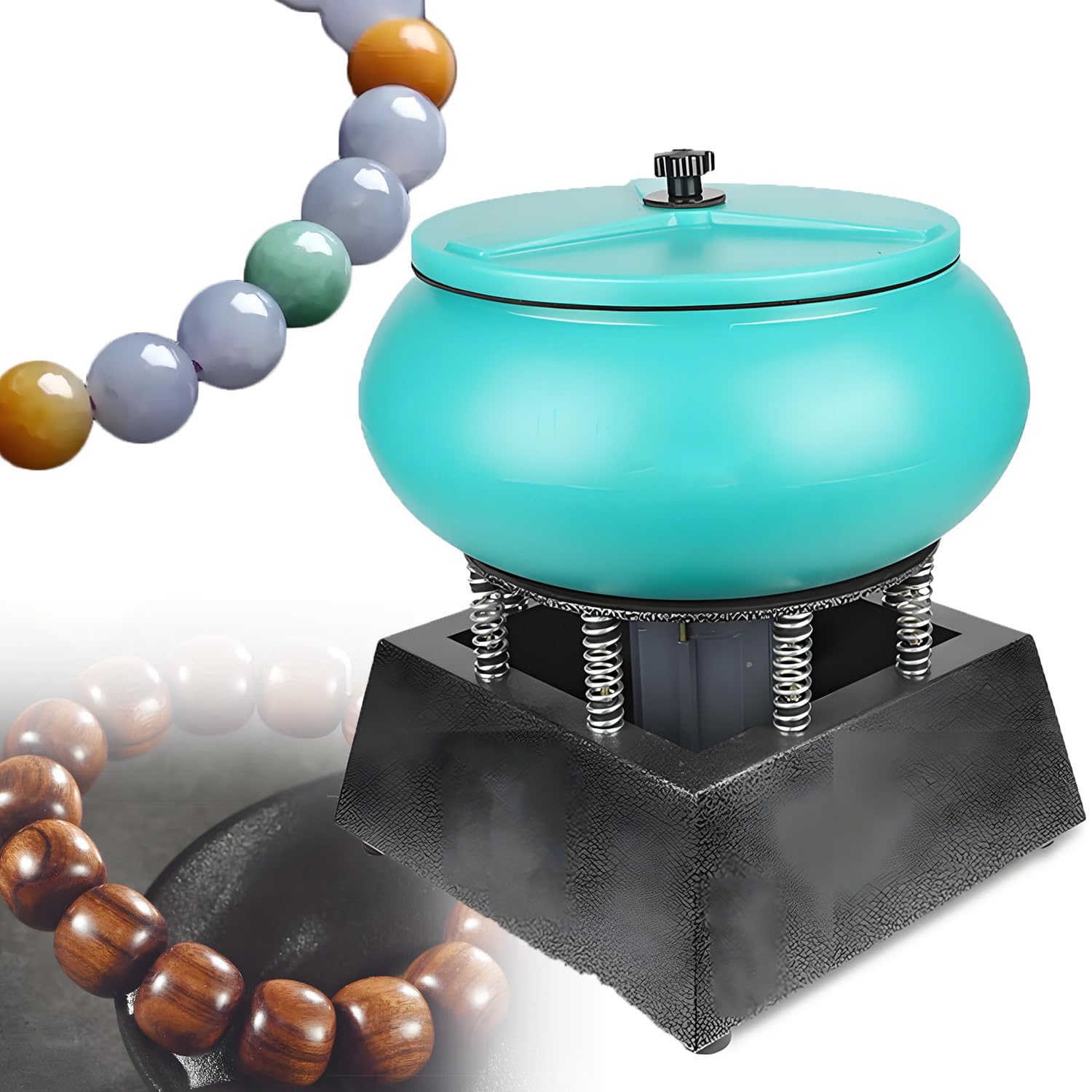 QuinteZhenTially Vibrating Polishing Drum,12 Inch Jewelry Vibration Polishing Machine,120w 6l Electric Vibrating Tumbler Vibratory Rock Tumbler Bowl Tumbling Polishing Machine Green