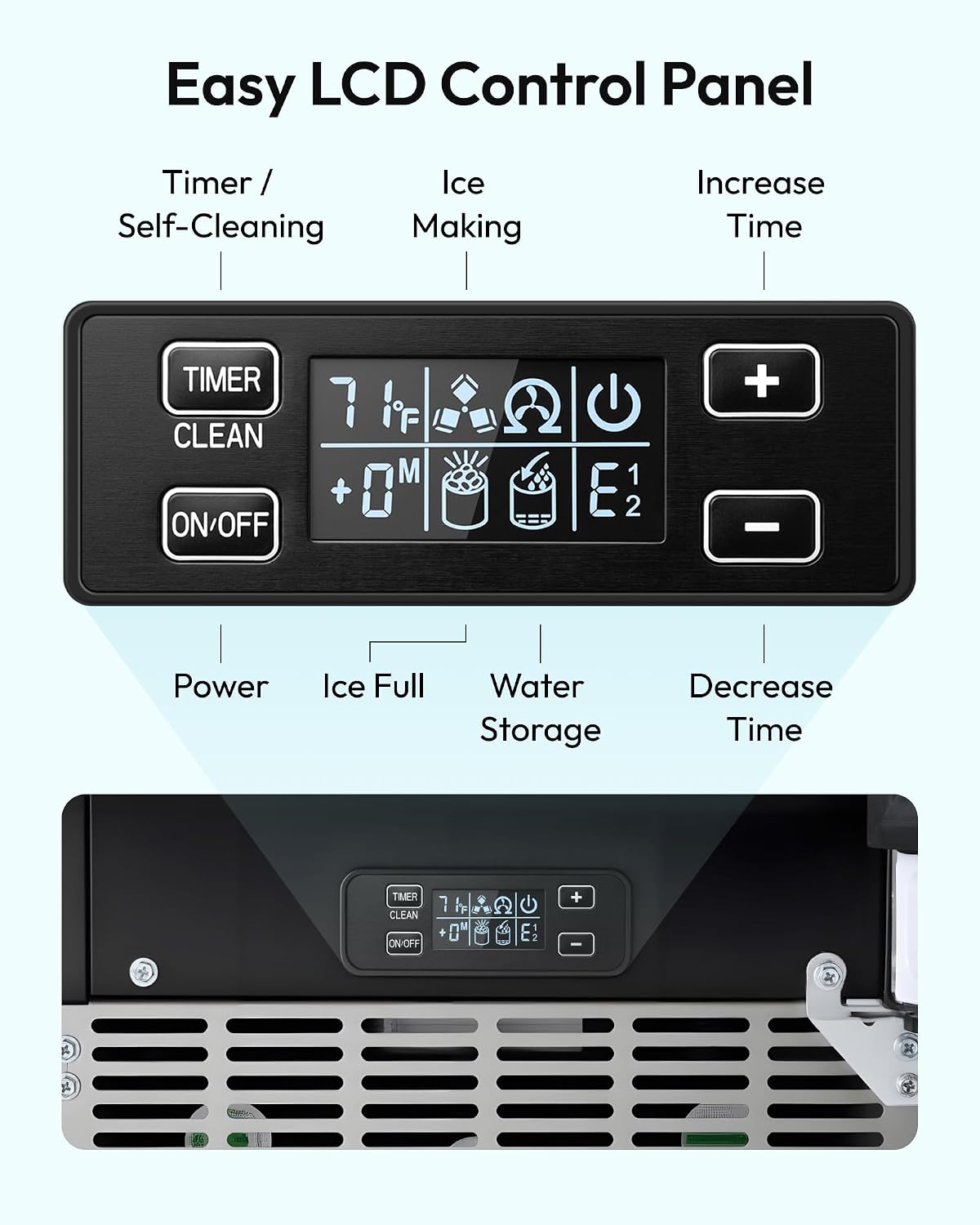  15" W Commercial Under Counter Ice Maker Machine, 90 Lb/Day Auto-Cleaning & 24H Timer, Gravity Drainage,Stainless Steel Built-in Freestanding Ice Maker, 24 Lb Bin, Ideal for Commercial & Home | Freestanding/Built-in Stainless Steel Ice Maker Machine; 24H Timer, Auto-cleaning; for Bar, Cafe, Restaurant, Home thumbnail