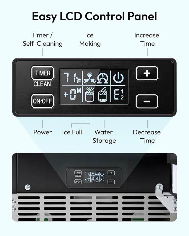 EUHOMY 15" Under Counter Ice Maker, 90lbs/24H, 24lb Bin, Gravity Drainage image 4