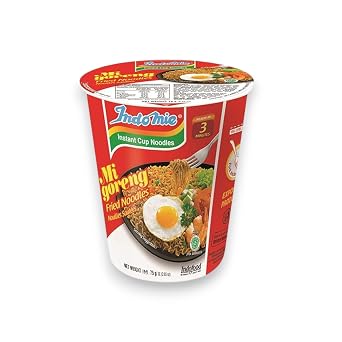 Indomie Mi Goreng Instant Noodles, Halal, 42 Pack 12 Original Flavor Noodles Cup + 30 Hot n Spicy Flavor, Stir Fry Style (Pack of 42)