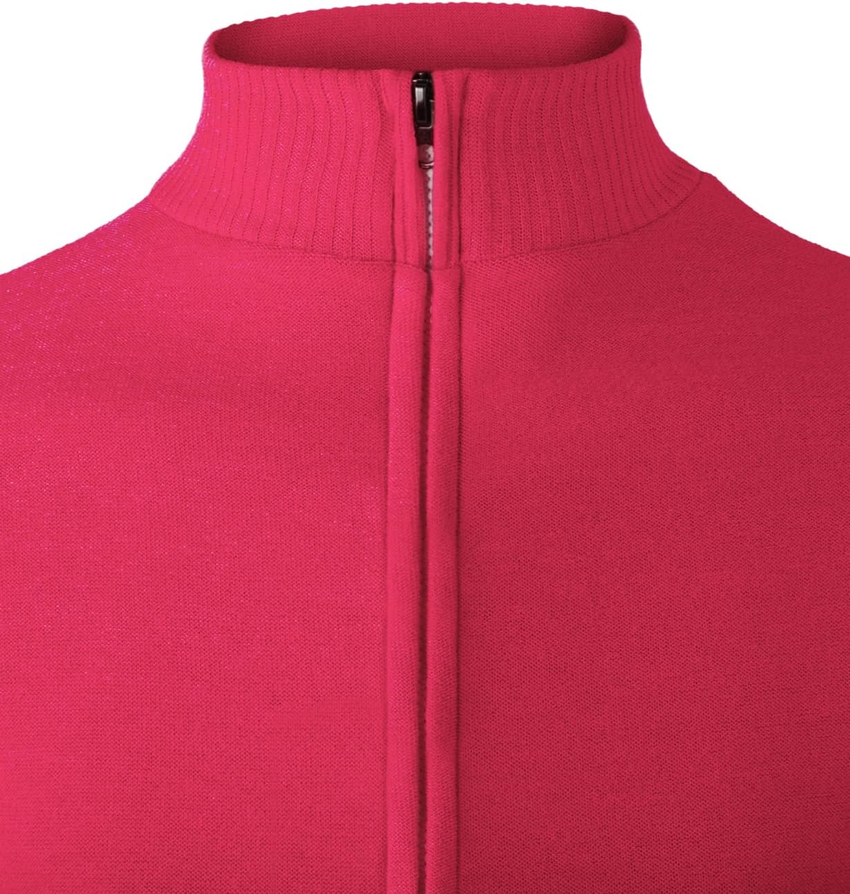 Ohoo Mens Slim Fit Zip-Up Cardigan Sweater with Fleece Lining Long Sleeve