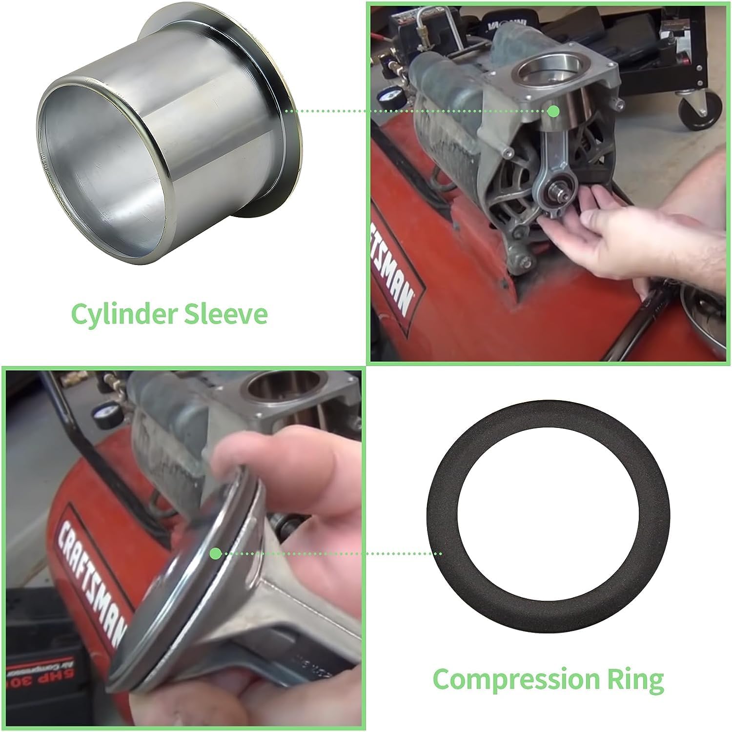 K-0650 Air Compressor Cylinder Ring Kit Compatible with Craftsman DeVilbiss Porter Cable, Replace K-0058 KK-4835 KK-5081