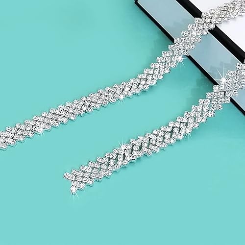 Cadena de diamantes de imitación de cristal brillante de 1 yarda para decoración de bricolaje y adorno nupcial