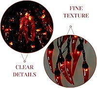 Vista 8 de Uonlytech 1 juego de luces de cadena de chile rojo decoración de pesebre para exterior Jalepeño pimienta chile hada luz de cocina luces decorativas
