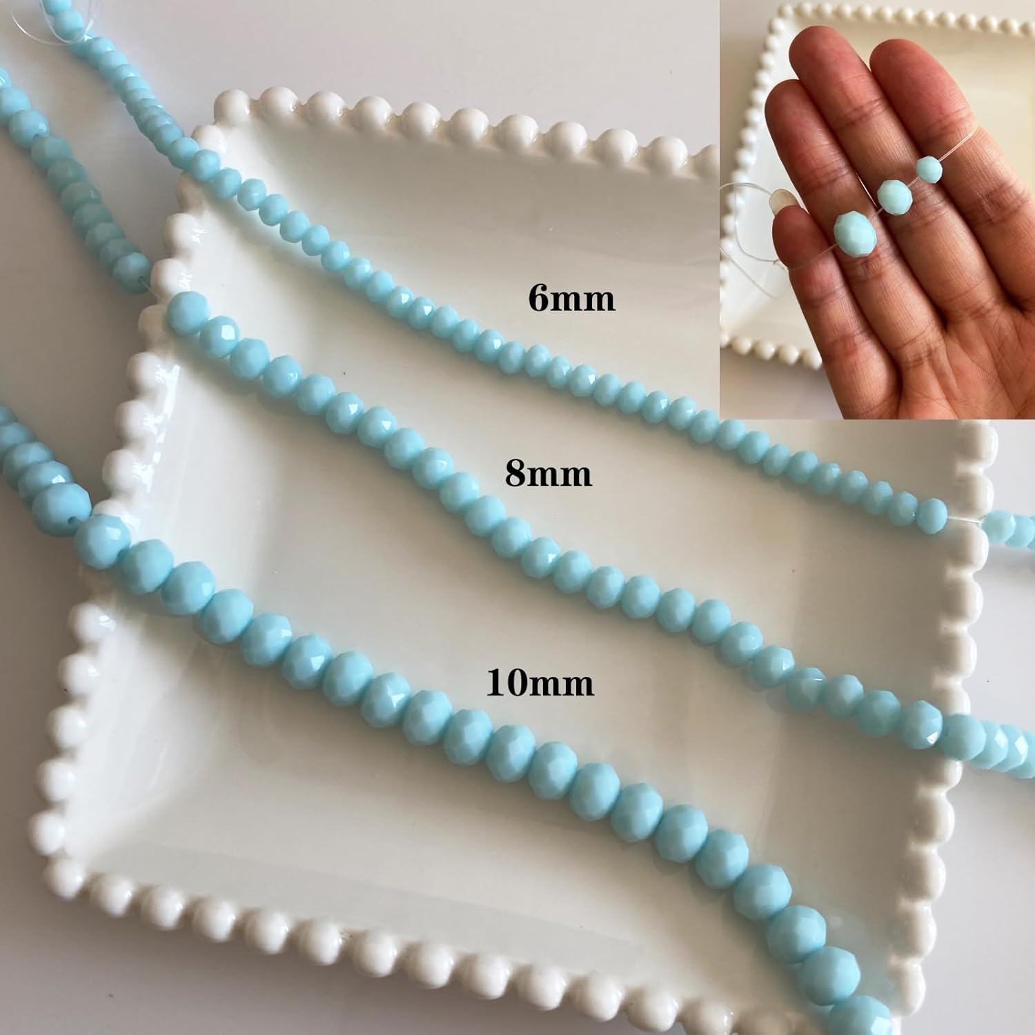 265Pcs Briolette Glass Beads for Jewelry Making, 10mm Faceted Crystall Beads for Bracelets Making, Rondelle White Glass Beads Bulk for Crafts Wine Charms Wind Chimes Suncatchers - Image 4