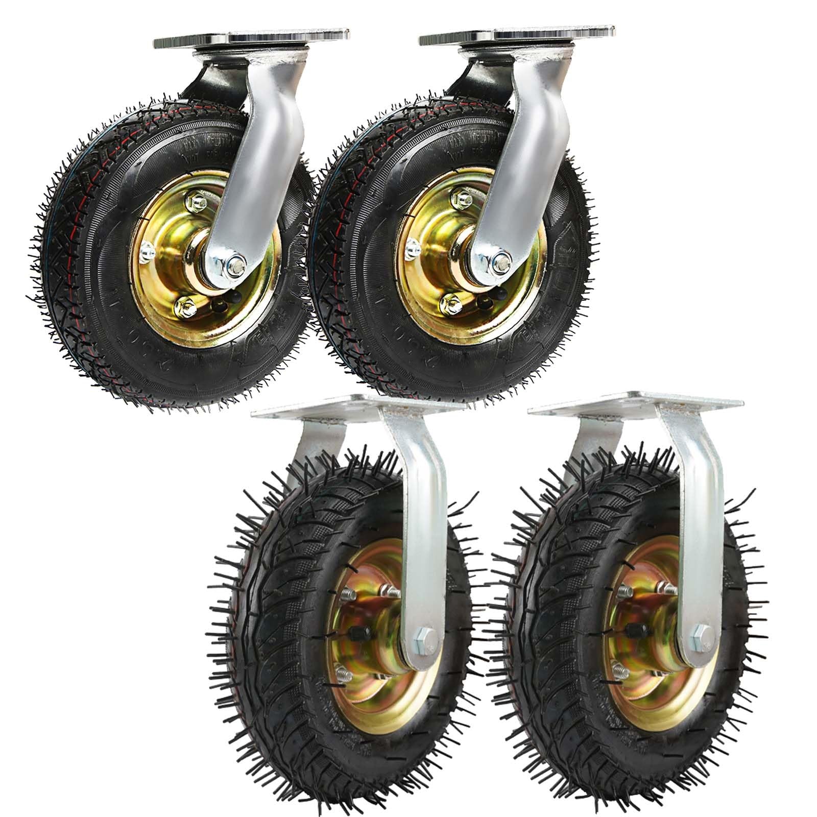 MXXQRHF Set of 4 Heavy Duty Pneumatic Caster Wheels Industrial Swivel Casters with Shock Absorption 900 lb Capacity Perfect for Transport & Moving Furniture