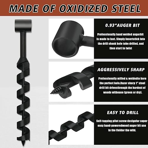 Miniatura 6 de Broca de taladro de madera Scotch Eye de 1 pulgada x 12 pulgadas, llave de taladro manual para perforación de madera fácil - Llave de colonos y