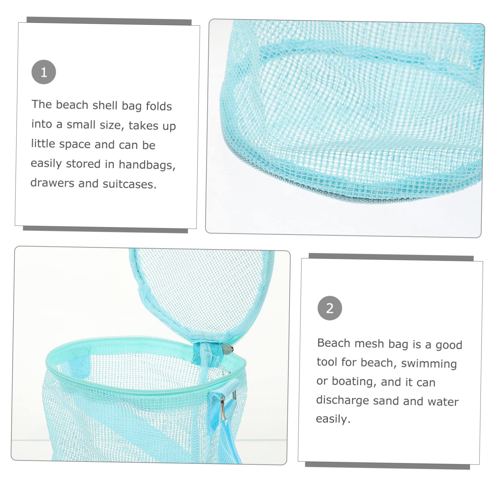LIOOBO Mesh Beach Bag Portable Shell Storage Pouch for Lightweight Organizer for Beach Fun for Collecting Seashells and Swimming Sundries Unique Design