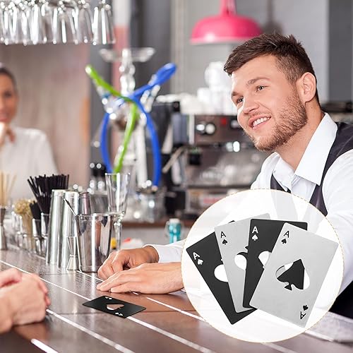 Miniatura 6 de 50 piezas de abrebotellas de tarjetas de póquer, padrinos de boda Ace of Spades, abridor de botellas de acero inoxidable para tu cartera y bolsillo,