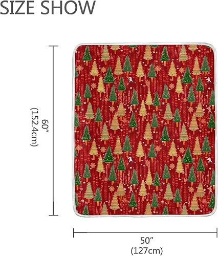 Miniatura 3 de Manta roja de árboles de Navidad, manta grande súper suave para adultos, niños, adolescentes, manta de felpa divertida, 50 x 60 pulgadas