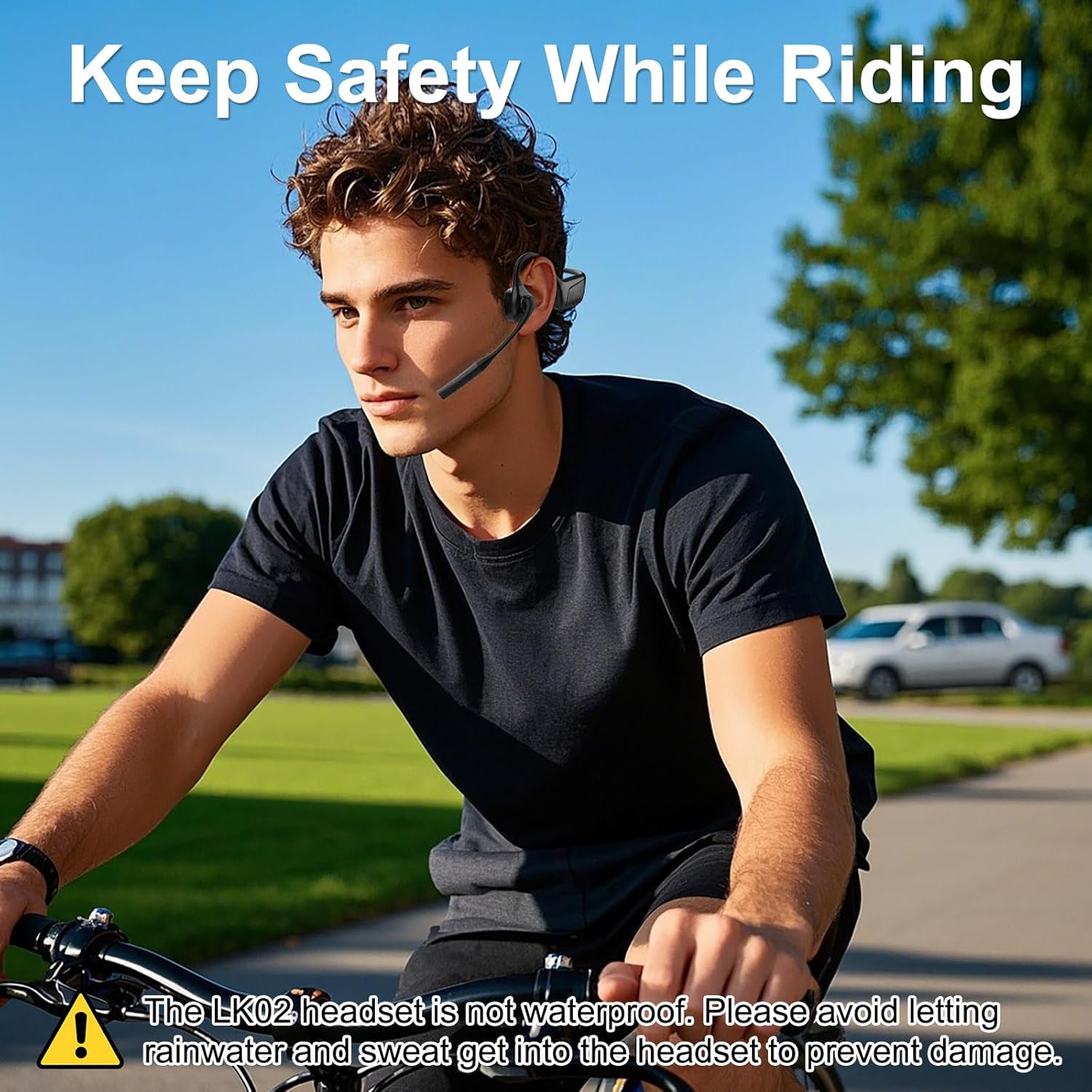 Open Ear Bluetooth Headphones with Microphone, Noise Cancelling Wireless Headset with Mute Button, Supports aptX/aptX-LL/aptX-HD, Designed for Meeting, Home Office,Driving -Not Bone Conduction (Grey)