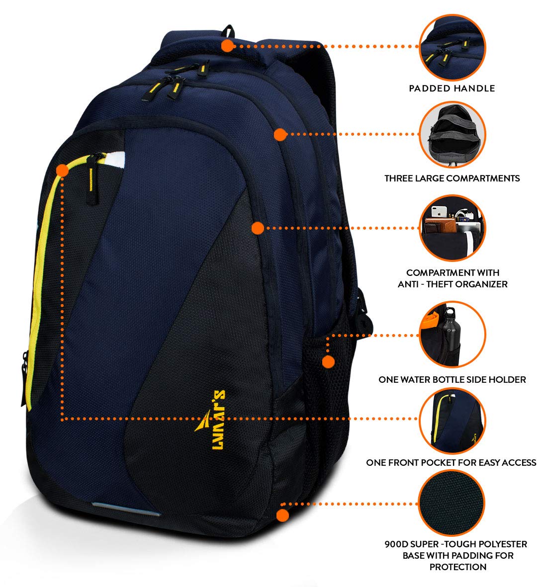 Lunars Comet 35l School Bag For Boys Water Resistant Travel