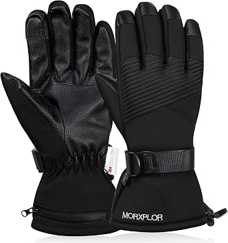 MORXPLOR Ski Snow Gloves for Men Women,3M Thinsulate Insulated Warm Winter Snowboard Windproof Winter Touchscreen Snowmobile Gloves for Cold Weather