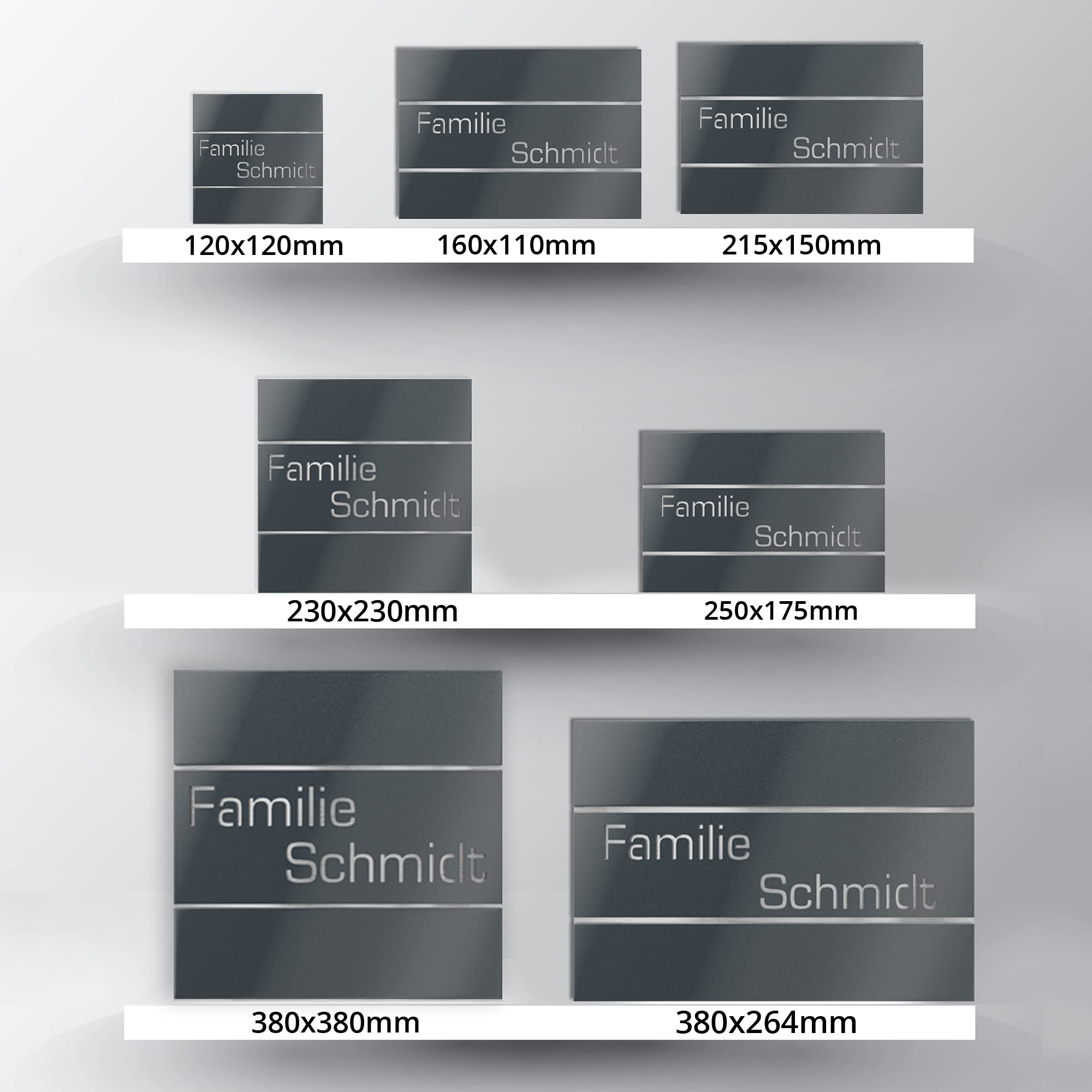 Türschild aus V2A Edelstahl 250x175mm - Anthrazit Metallic - Wetterfest Rostfrei Individuell anpassbar - Made in Germany