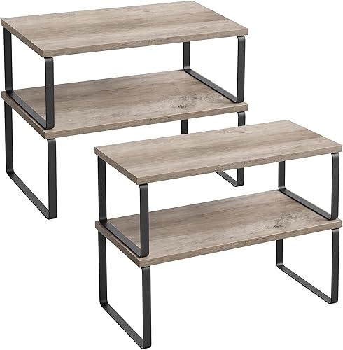 Miniatura 14 de SONGMICS Estante organizador de gabinete, juego de 4 estantes de encimera de cocina, almacenamiento de cocina, estante de especias, apilable, Blanco