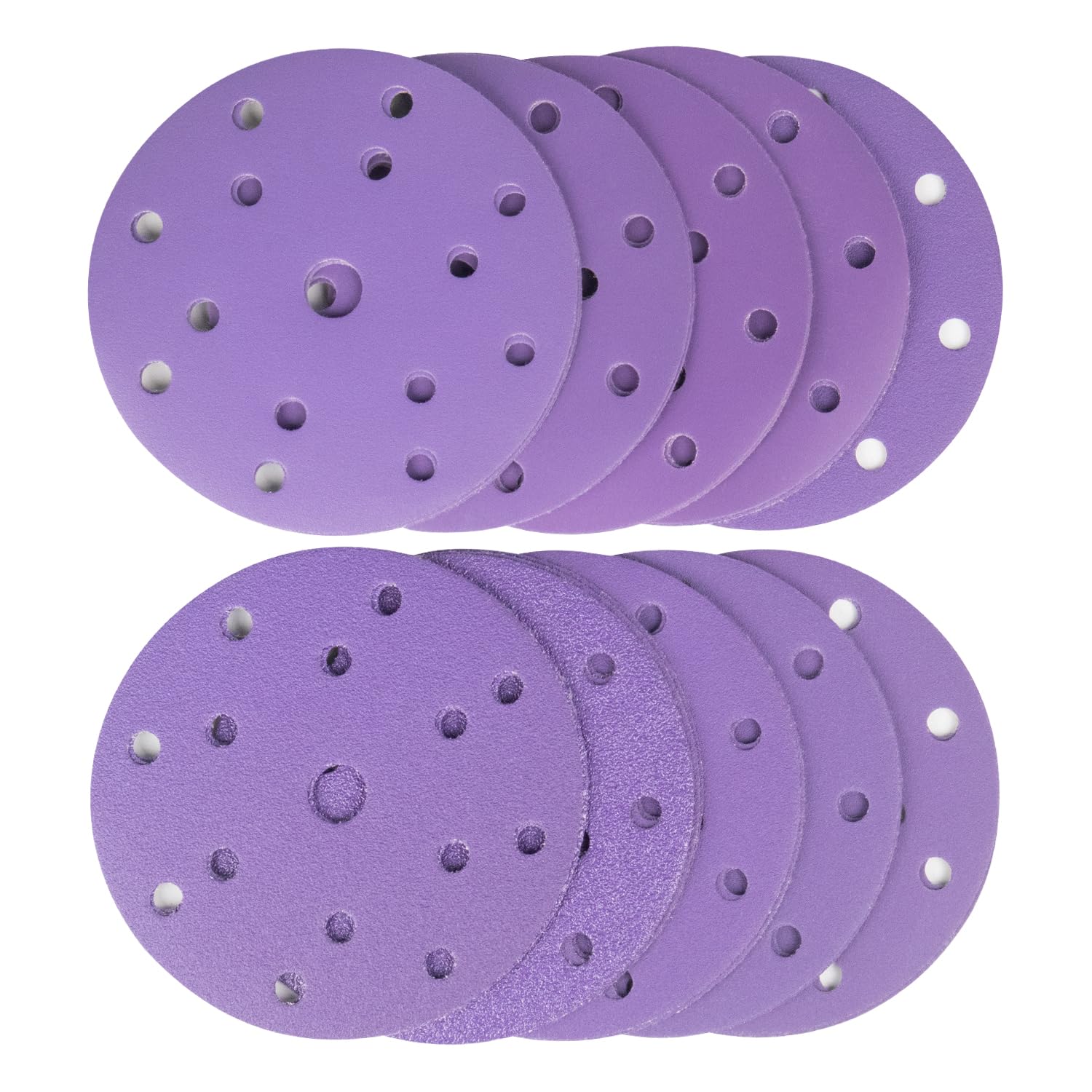 Discos de lijado de 150 mm, 100 discos de lijado de gancho y bucle de 15 agujeros, 10 de cada uno de 60/80/120/150/180/220/320/400/600/800 granos mixtos, almohadillas de lijado de 6 pulgadas para