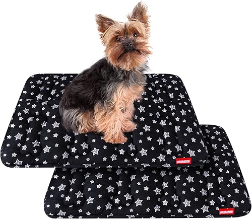 Tapete para jaula de perro (24 x 18 pulgadas), paquete de 2, cama suave, almohadilla personalizada, parte inferior antideslizante, lavable a