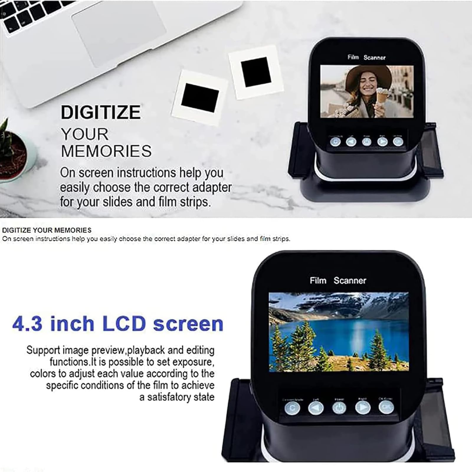 Visor De Diapositivas Del Escáner Negativo De Película, Convertidor De Digitalizador De Películas, 120 Alta Resolución, Convertidor Digital 1080p Para 35 Mm, 135,126,127 Negativos Y Diapositivas