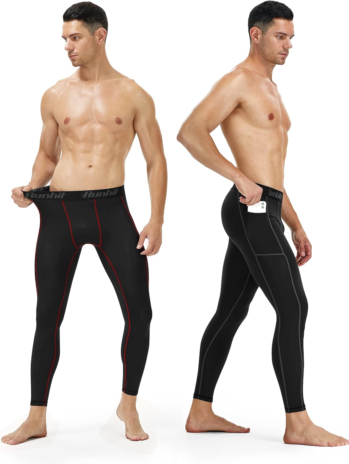 Runhit Compression Pants Men Running Tights Leggings Athletic Workout Gym Pants - Image 2