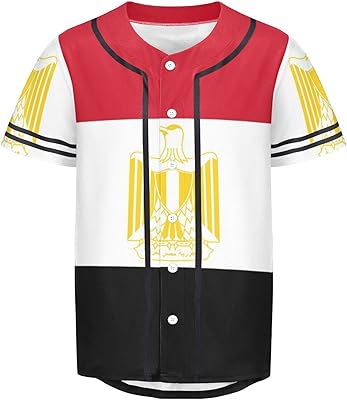 Vnurnrn Egypt Flag Mens Baseball Button Down Jersey Hipster Hip Hop T Shirts