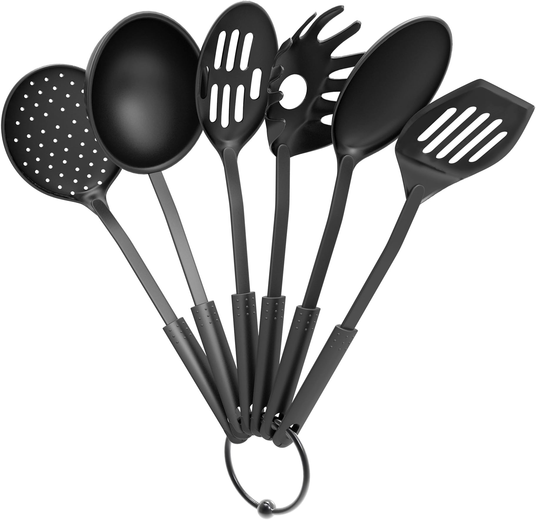Chef BuddyKitchen Utensil and Gadget Set- Includes Plastic Spatula and Spoons - Cookware Set on a Ring (Six Piece Set)- Kitchen Essentials