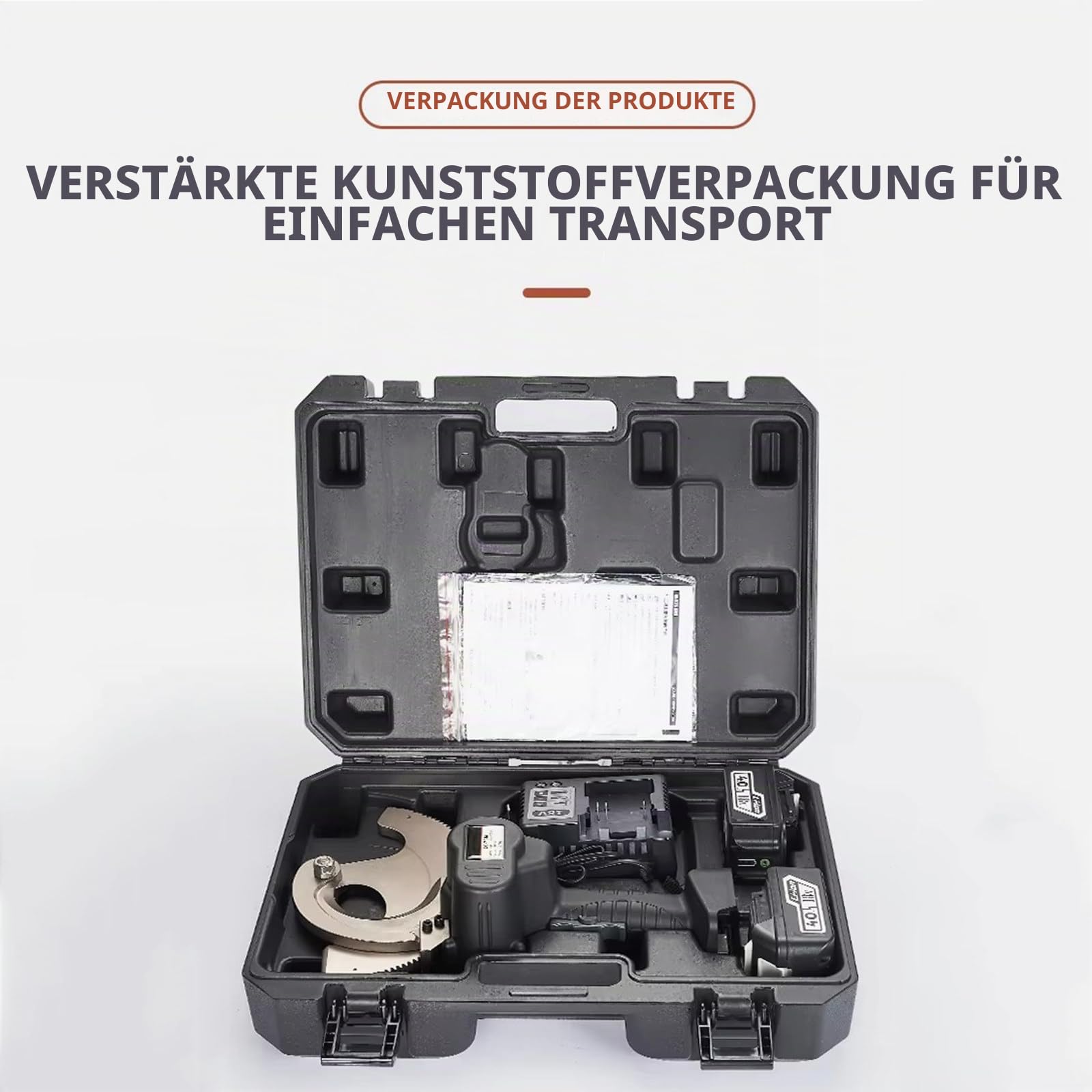 Akku Hydraulische Kabelschere,Elektrischer Ratschen-Kabelschneider,18V Kabelschneider Elektrischer Drahtschneider Drahtschneidewerkzeug für Kupfer Al Kabel,EC-65