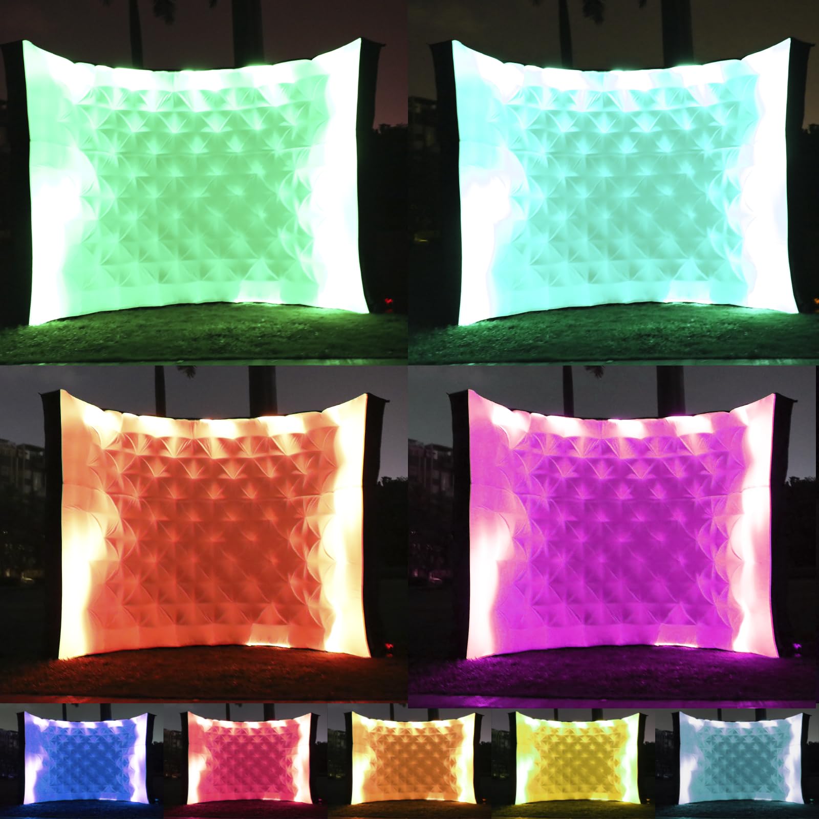 Xmaybang Black Inflatable Photo Booth Wall with Led Lights(16 Colors Changing), 8.3 x4x8.3 ft Inner Air Blower for Parties Anniversary Events