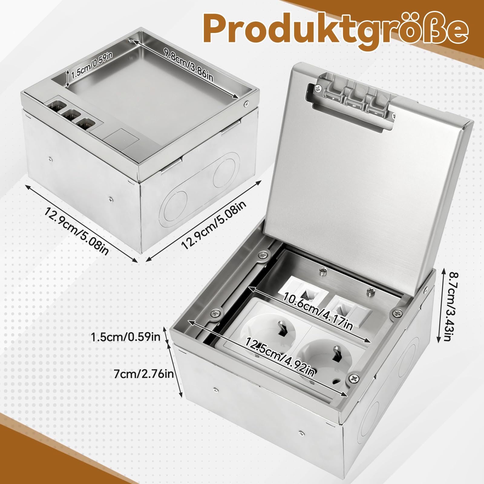 Presa da pavimento per serbatoio da pavimento, in acciaio inox, impermeabile, con 2 AC + 1 USB + 1RJ45, presa a incasso per pavimento (acciaio inox (2AC+2RJ45))