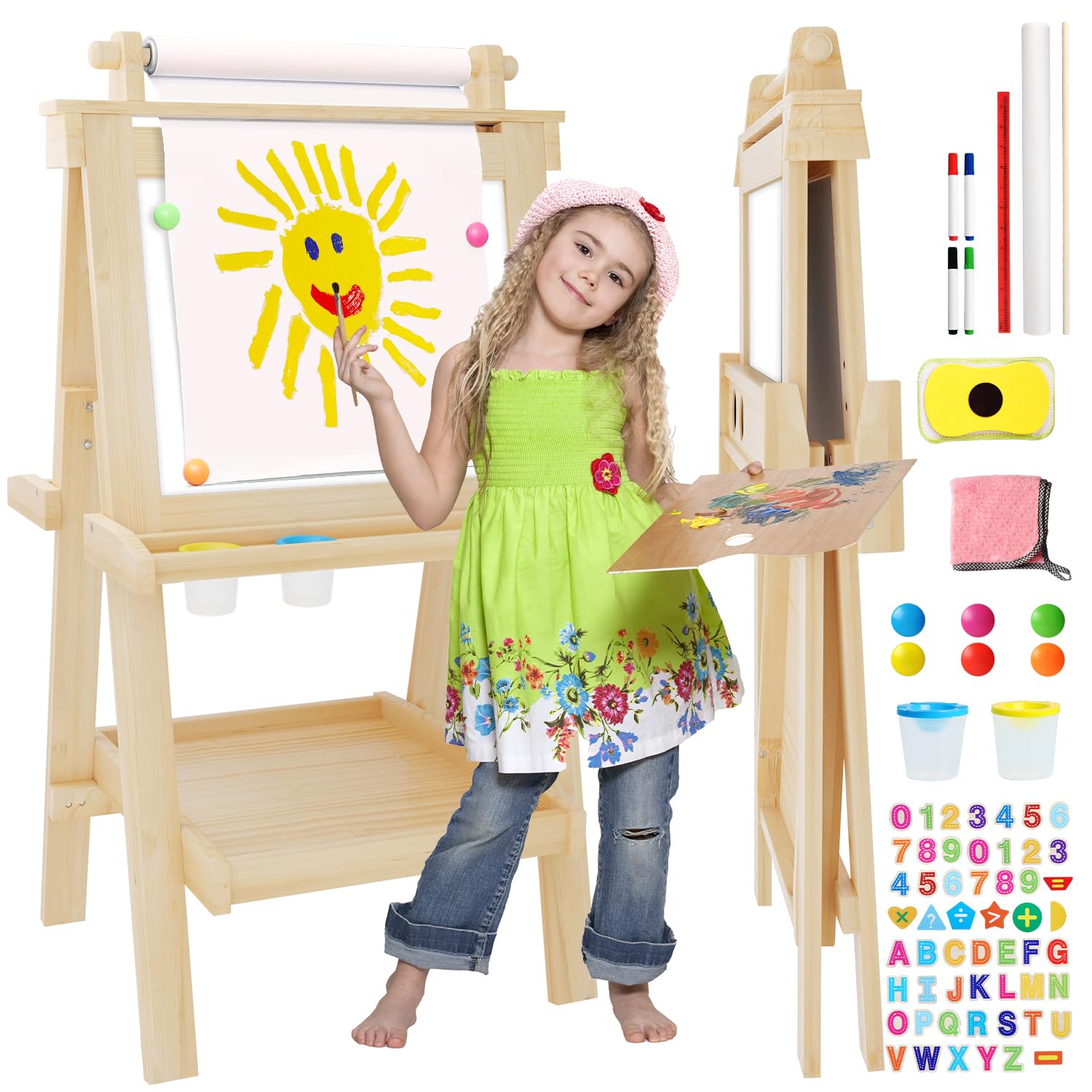 Amazon.co.jp: JUZBOT 子供用イーゼル デラックス 木製 スタンディング