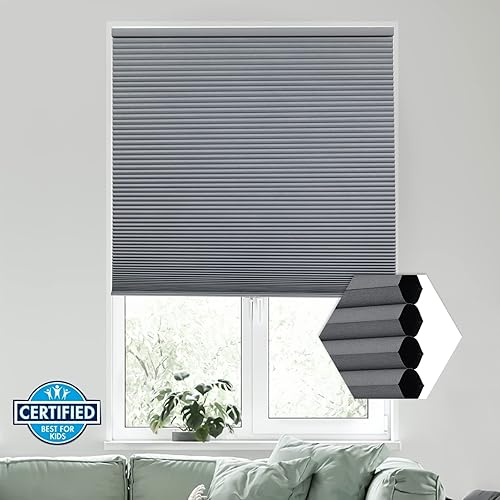 Miniatura 5 de Persianas celulares de tamaño personalizado, sin cordones, 100 % opacas para ventanas, persianas de panal de abeja de 1.5 pulgadas, reducción de