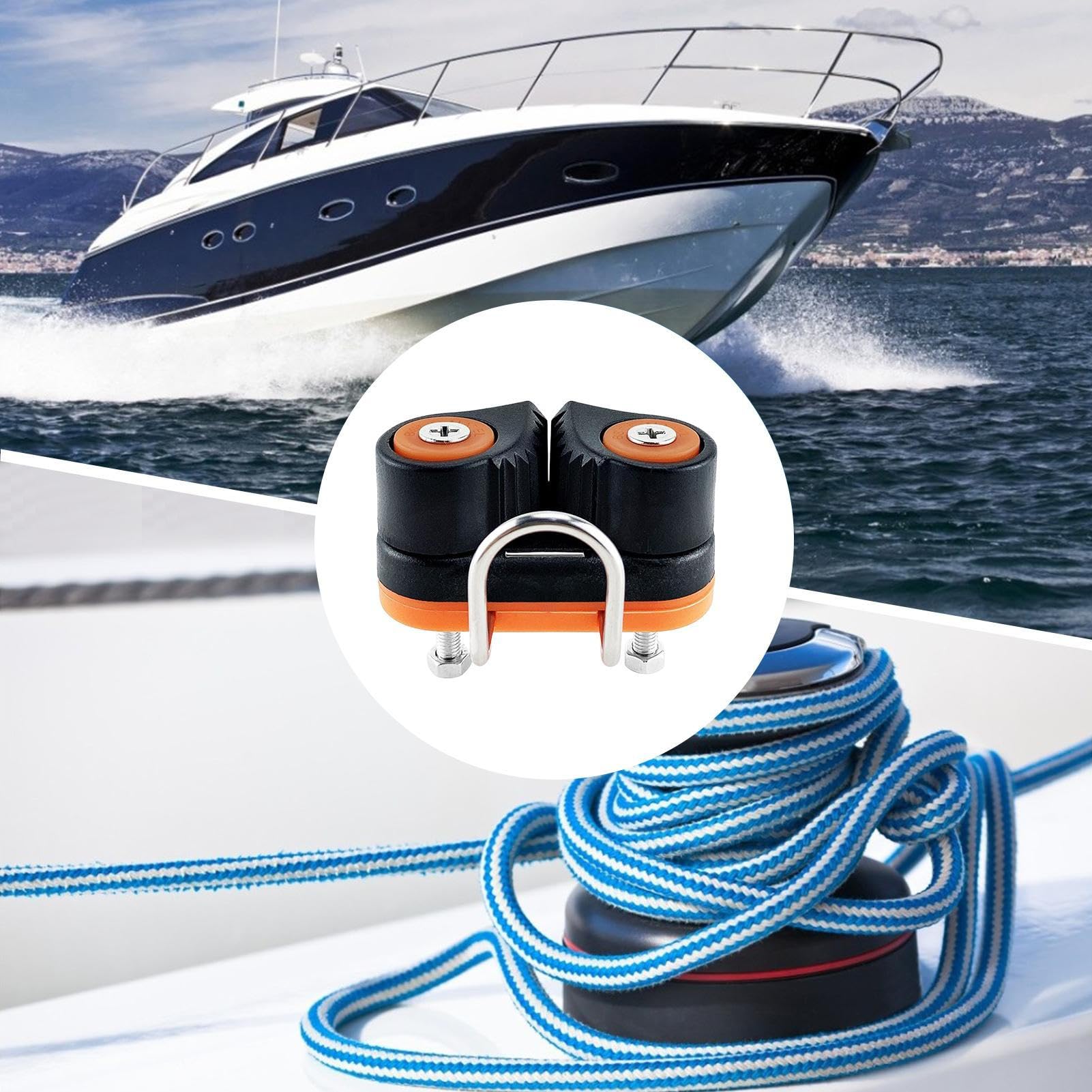 Marine Curryklemme – Schnellverschluss Für 3–12 Mm Leinen, Nylon Mit Edelstahlring, Selbstsichernd Für Boot & Kajak