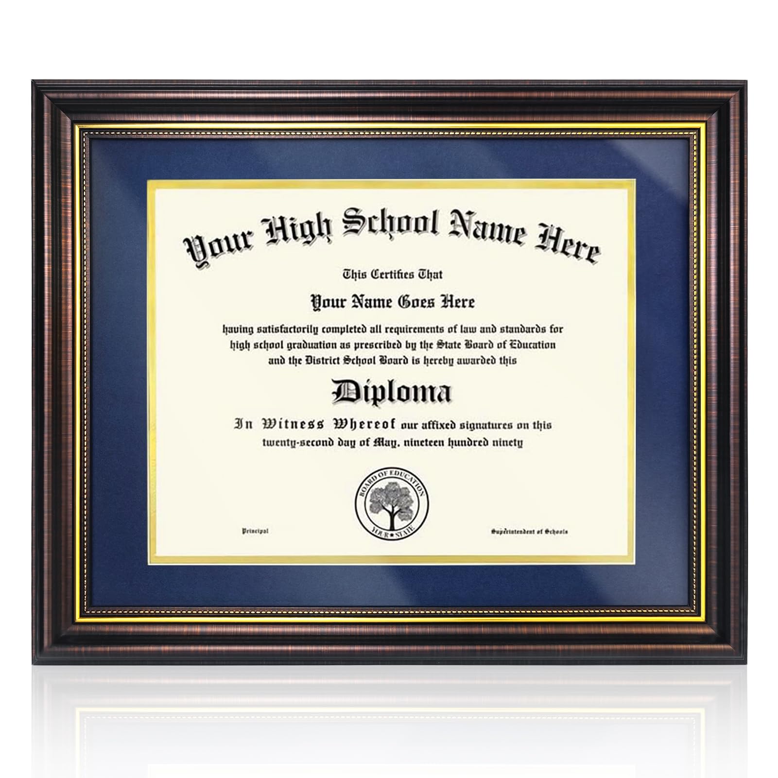 Buy 8.5x11 Diploma Frame with Blue Over Gold Mat,Diploma Certificate