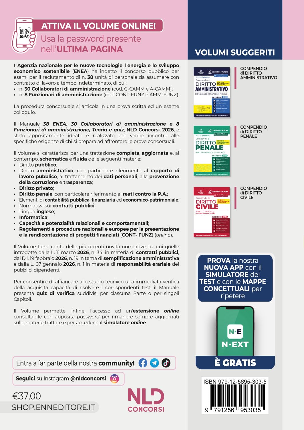 Concorso 38 posti ENEA 30 Collaboratori di amministrazione e 8 Funzionari di amministrazione Manuale di teoria e quiz con Mappe concettuali
