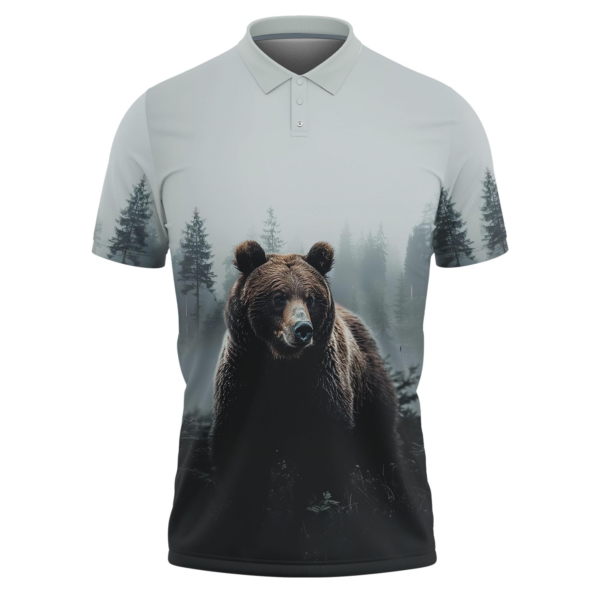 228CLOSETBear Golf Shirt Men Funny Golf Polos for Men Dry Fit- Bear Lover  Golf Polo Shirts Hawaiian Polo Golf Outfits (MP_PL_47)