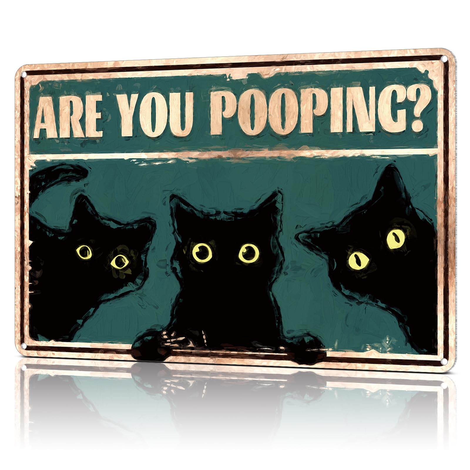 Vintage Metal Tin Sign Funny Bathroom Decor Wall Art Cute Black Cat Are You Pooping Restroom Decoration S Posters Gifts For Home Toilet 12x8 Inches Custom Private Property Signs Outdoor