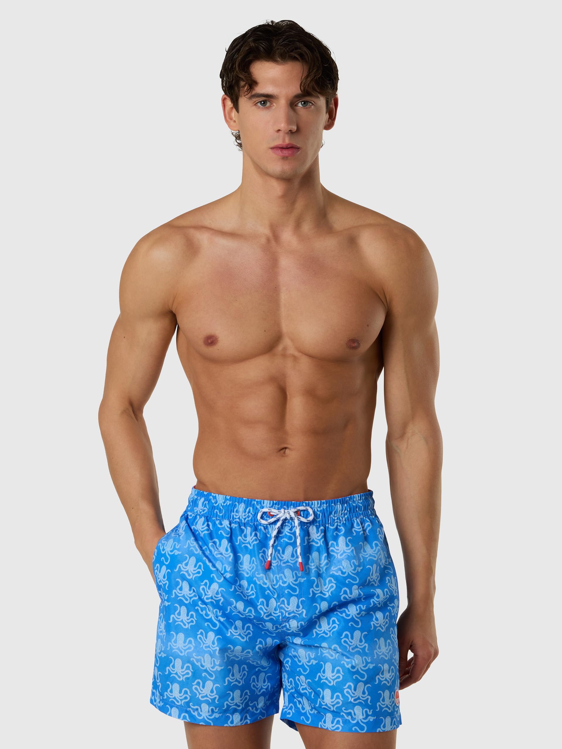 NORTH SAILS Boxer Mare Uomo in Repreve® con Stampa Oceanica all Over
