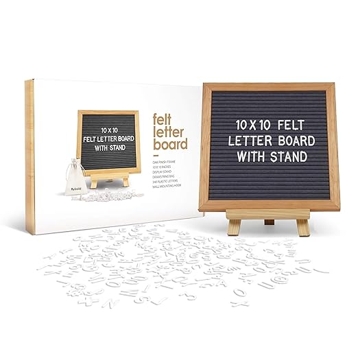 flybold Felt Letter Board - Baby Announcement Sign Board - Message board with 340 Letters Numbers Sign Adjustable Tripod Stand - Announcement Board for Birth - Small Word Grey 10x10 inch (Wall Mount)