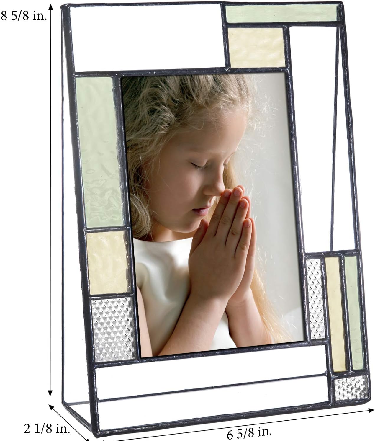 J Devlin Glass Art Stained Glass Confirmation Picture Frame – Personalized Gift, Laser Engraved with Name & Date, Vertical 4x6 Photo Frame, Keepsake