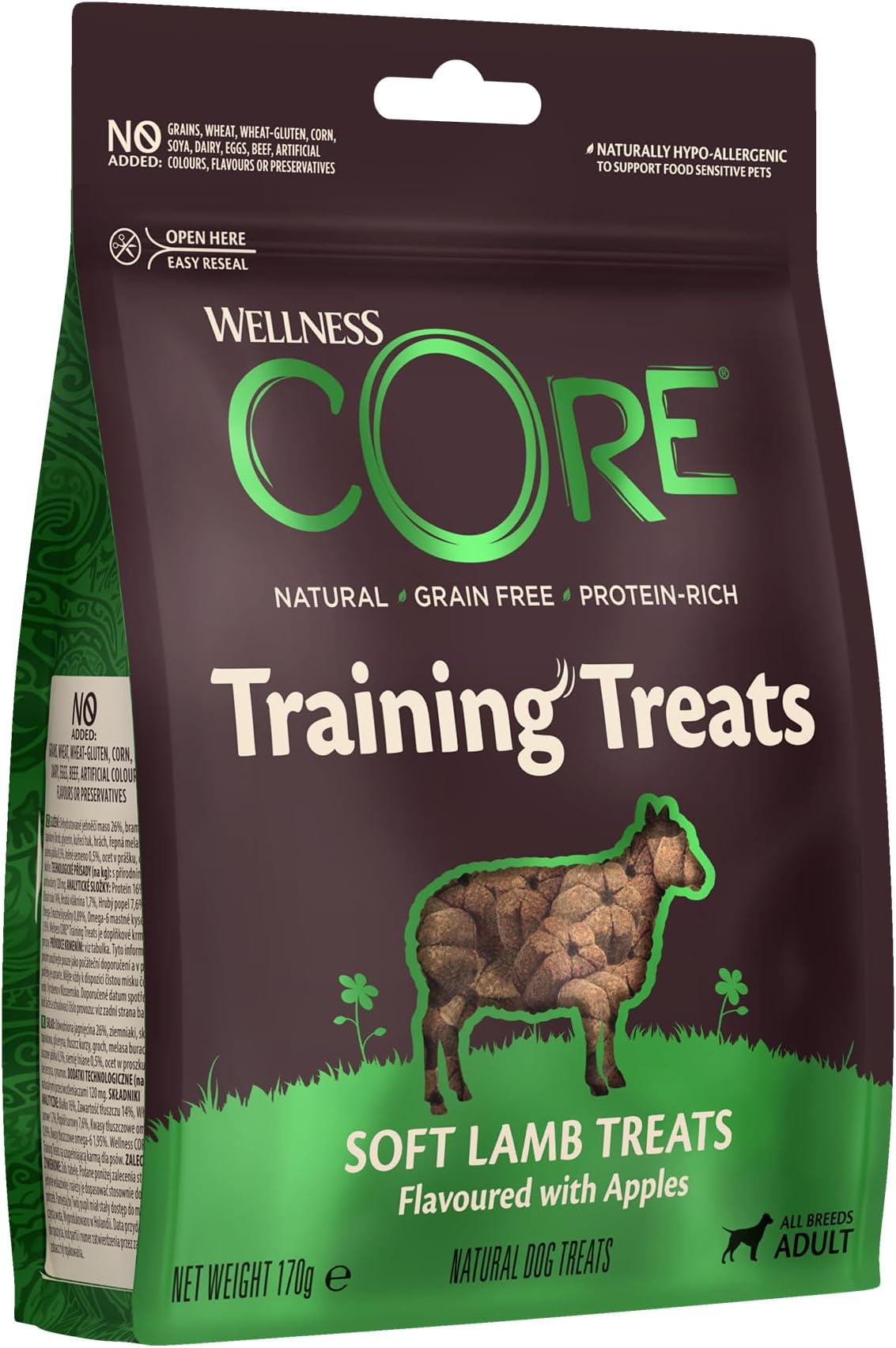 Training Treats 170g, Lamb & Apple – Soft Dog Treats for All Dog Breeds, Grain-Free, Natural, Hypoallergenic, Protein-Rich, High Meat Content, Ideal Size for Training