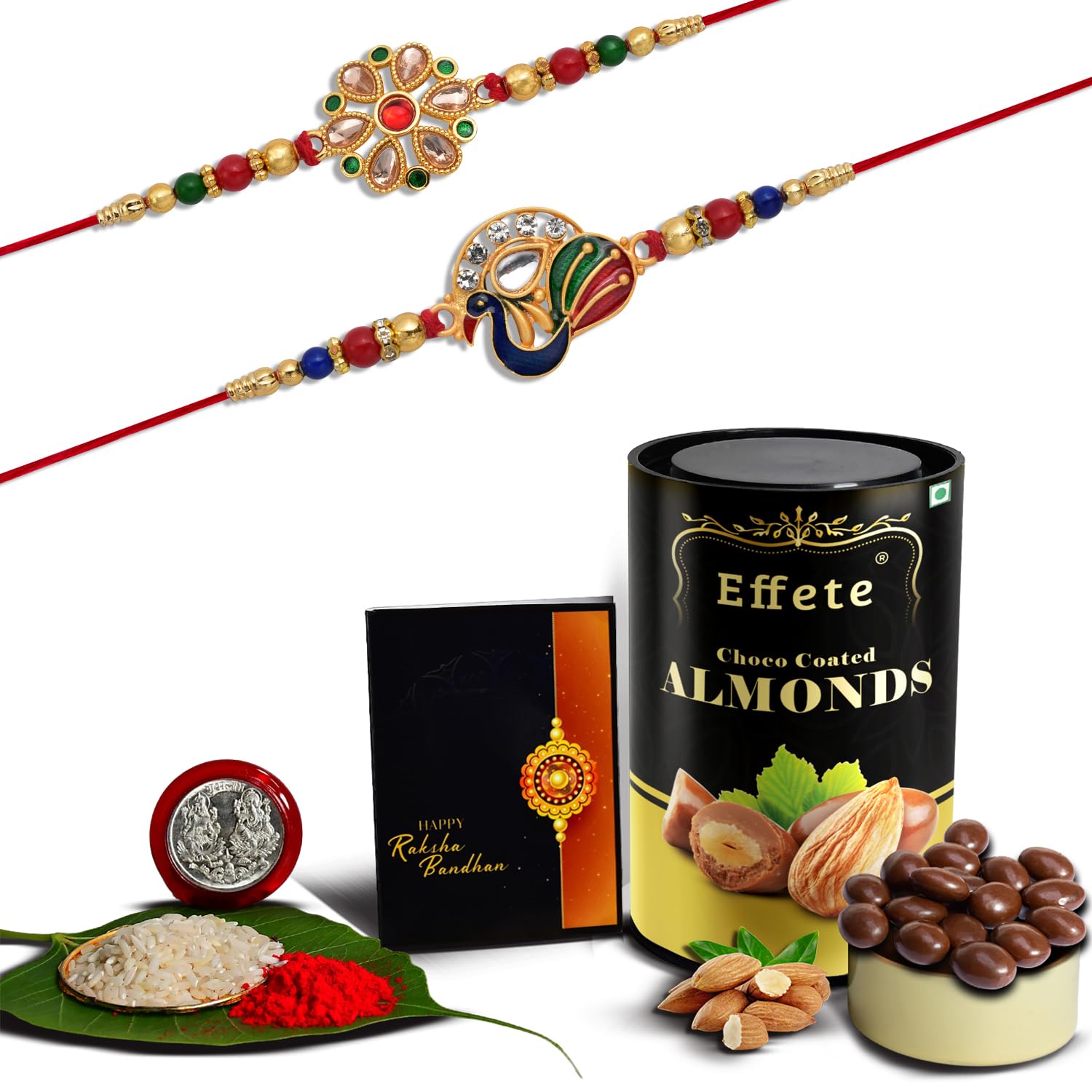 DeoDap Rakhi For Brother Set Of 2 with Assorted Chocolate Dryfruits 96gm, Rakhi For Brother And Bhabhi, Rakhi With Chocolate, Rakhi For Kids, Rakhi With Sweets (K2_555+556_AS) (B0CC9CDYTJ) Amazon Price History, Amazon Price Tracker