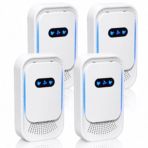 Air Ionizers 4 Pack, Small Negative Ion Air Purifiers, Low Noise Portable Air Freshener for Odor, Smoke, Dust, Pets, Fresh Odor Eliminator Kit (White-4pcs)