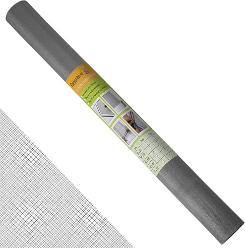 FLYZZZ Pantalla de malla para ventana, rollo de malla para puerta, malla de repuesto para bricolaje, 36 pulgadas x 100 pies, color gris