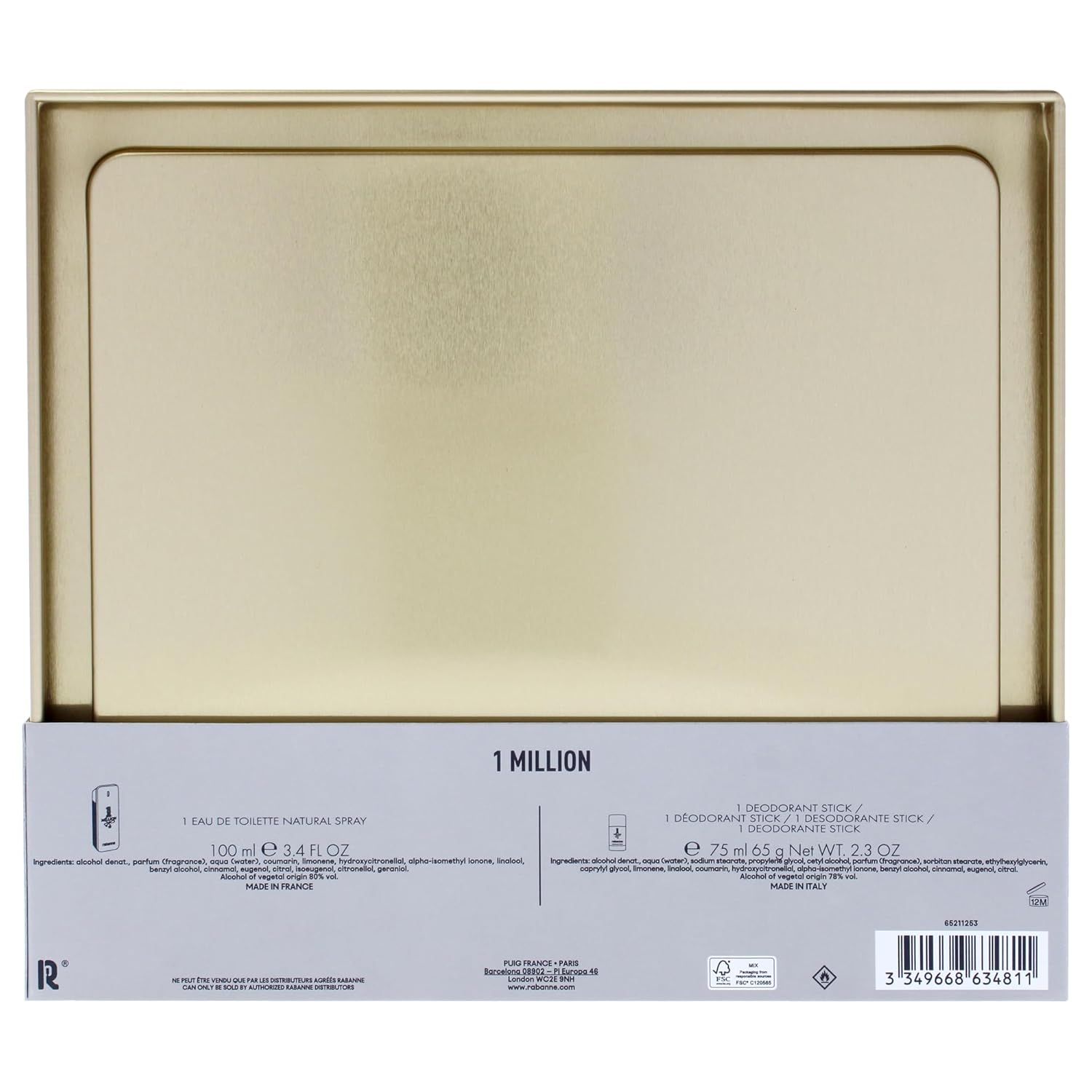 1 Million by Paco Rabanne for Men - 2 Pc Gift Set 3.4oz EDT Spray, 2.3oz Deodorant Stick - Image 7