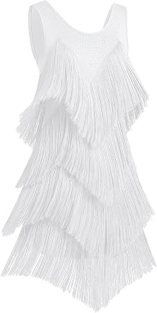 IBAKOM Latin Dance Dress for Women Fringe Sequins Flapper Ballroom Dance Dresses 1920s Tassel Salsa Tango Dancing Costume