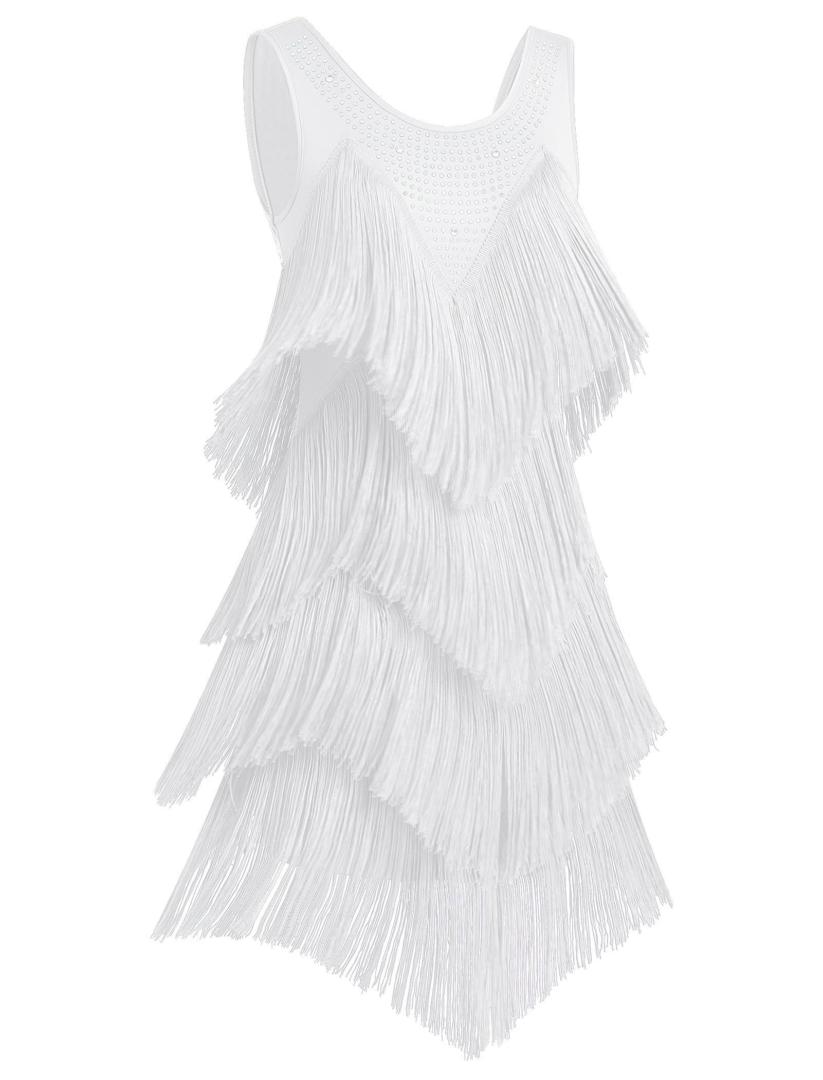 Damen Quaste Latin Dance Kleid Vintage 1920s Ärmellos Sexy Cocktail Party Fransen Flapper Fancy Kleider Mini Tango Samba Cha Cha Clubwear Ballroom Kostüme