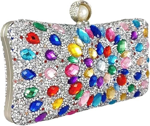 Miniatura 4 de Boutique De FGG Bolsos de mano de cristal con cierre de perlas para mujer, bolsos de noche para boda, fiesta, bolsa de diamantes de imitación