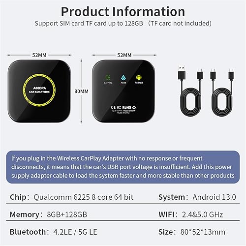 Miniatura 6 de Netflix - Adaptador CarPlay Ai Box, 8 GB 128 GB, 3 en 1 para transmisión de video de automóvil, adaptador inalámbrico Carplay para iPhone y Android