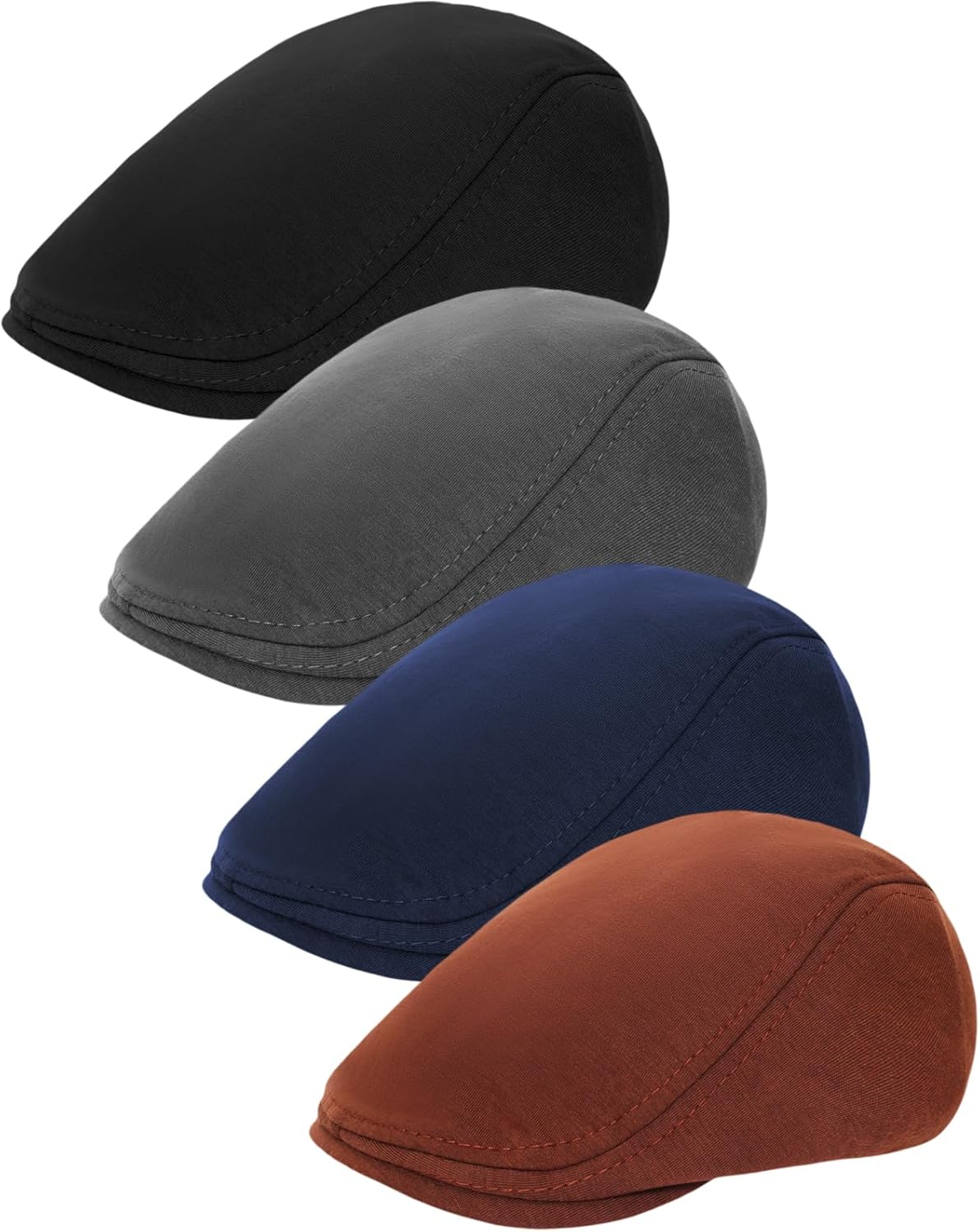 4 Pieces Newsboy Men's Hat Newsboy Flat Cap Soft Stretch Adjustable Pageboy Cap Cabbie Hunting Cap for Men Outdoor