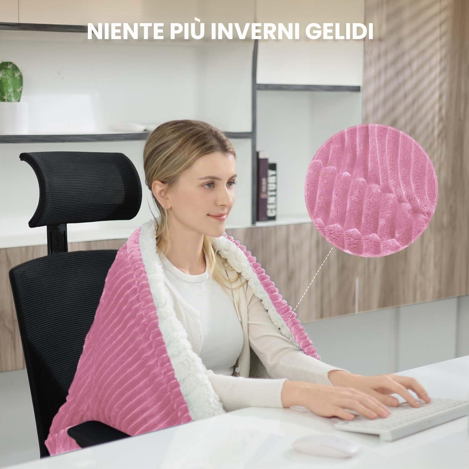 Coperta Riscaldante Elettrica con Spegnimento Automatico,180 x 135 cm,Timer 10 Ore e 6 Temperature,Rapido Riscaldamento,Flanella,Lavabile in Lavatrice,Coperta Termica per Letto, Casa e Ufficio-Rosa