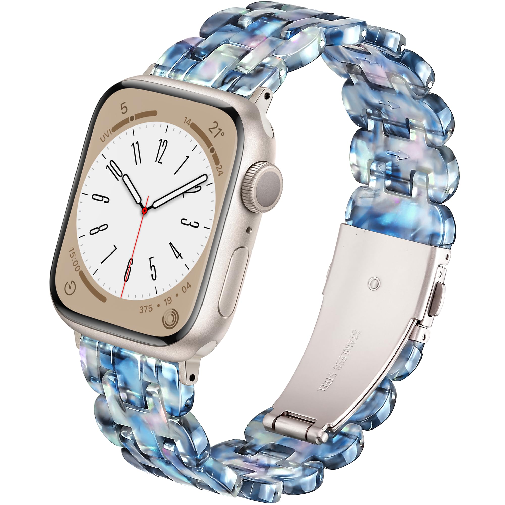 Pleixiu Lightweight Resin Band For Apple Watch Series 11 10 SE 9 8 7 6 5 4 3 2 1 Ultra 3 2, Fashion Adjustable Replacement Strap for iWatch Bands 38mm